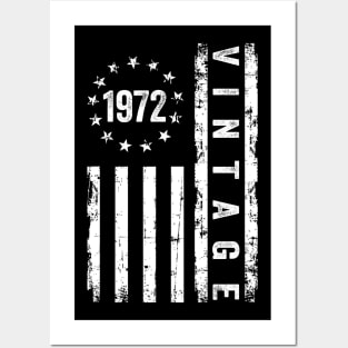 52 Years Old Gifts Vintage 1972 American Flag 52nd Birthday Posters and Art